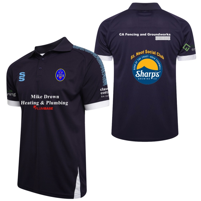 St Neot Taverners CC - Sponsored (Mike Drown) - Fuse Polo Shirt - Navy / White